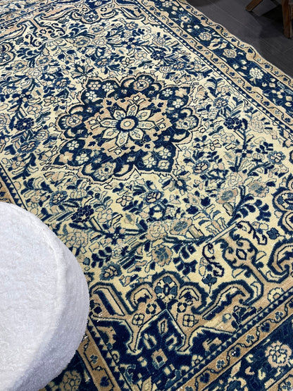 Persian Rug, Vintage 4.5 x 6.5 Rug, Navy Hand Knotted Rug, HANDMADE Rug, Vintage Turkish Rug, Oushak Rug, Oriental Rug, Wool Rug