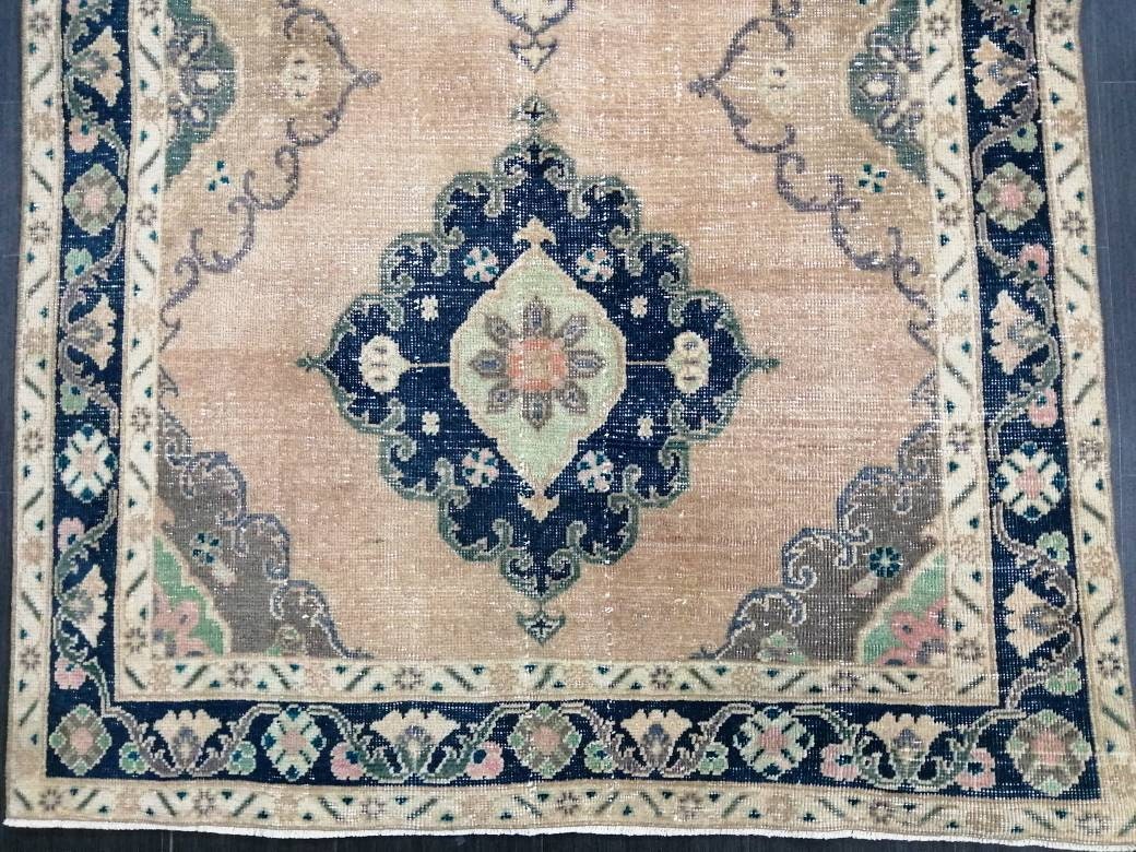 Vintage Runner Rug 4.4 x 10.2 Turkish Runner Rug Vintage Hallway Runner Rug Kitchen Runner Rug Wool Runner Rug