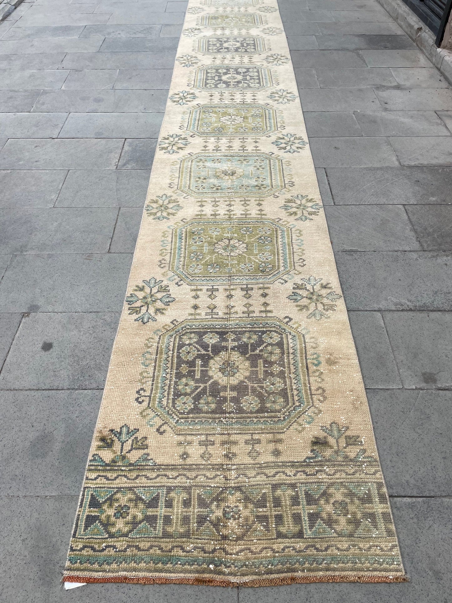 Muted Extra Long Turkish Runner Vintage 2.5 x 20.2 Stairs Runner Rug Vintage Runner XL Oriental Runner Staircase Handmade Runner Rug