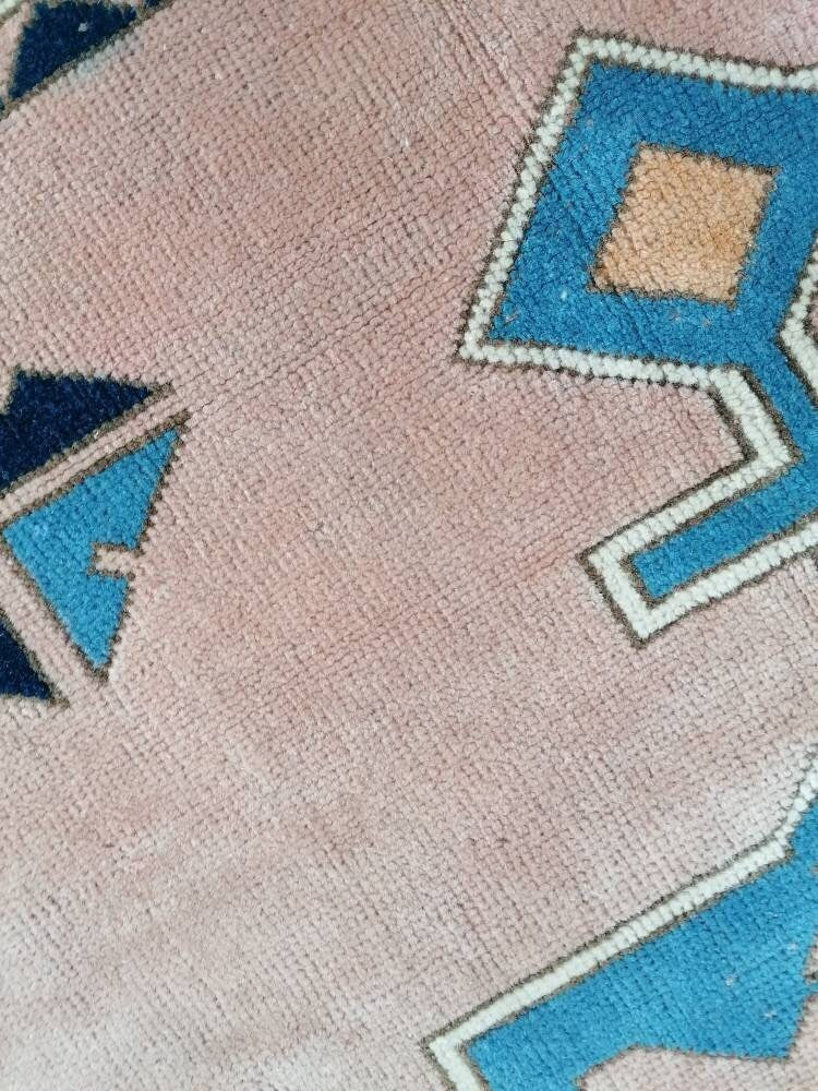 Vintage blue rug 5x7'4 turkish handmade rug, bohemian rug, living room rug, oushak vintage rug