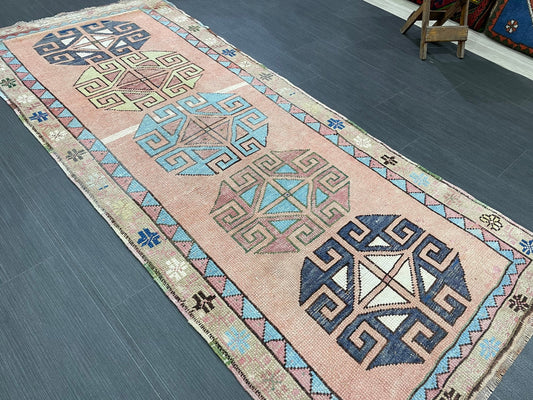 Muted Vintage Runner Rug 2.9 x 6.8  Turkish Runner Rug Vintage Muted Runner Rug Hallway Runner Soft Wool Runner