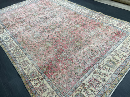 Oriental Vintage 6.6 x 10.6 Rug Vintage Hand Knotted Rug Wool Oushak Rug Hand Made Rugs Vintage Turkish Rug Persian Rug Distressed Rug