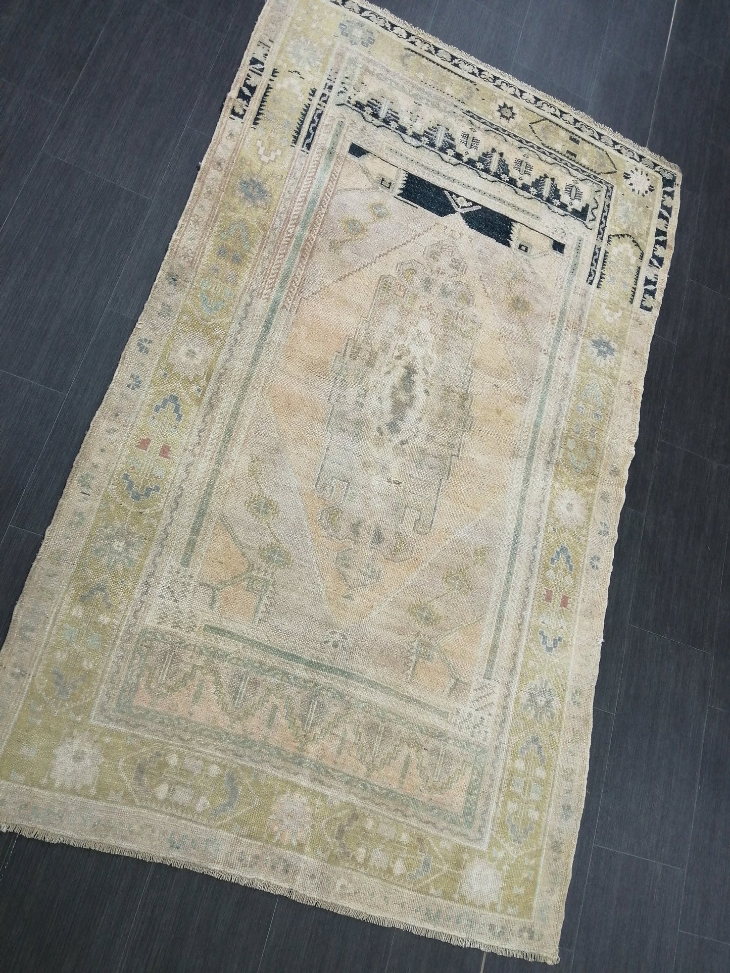 6.8 x 4 Muted OUSHAK RUG TURKISH Oushak Rug Vintage Oushak Runner Rug Vintage Runner Rug Wool Oushak Rug Hand Made Rugs Vintage Turkish Rug