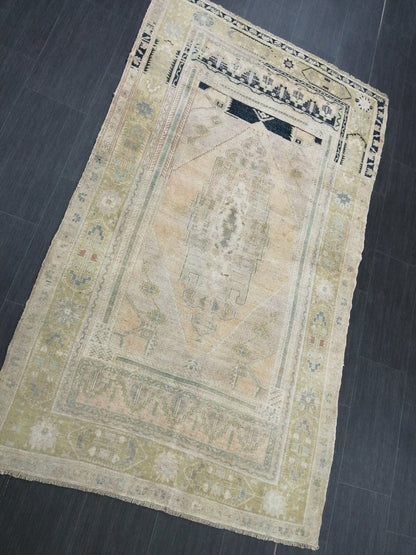 6.8 x 4 Muted OUSHAK RUG TURKISH Oushak Rug Vintage Oushak Runner Rug Vintage Runner Rug Wool Oushak Rug Hand Made Rugs Vintage Turkish Rug