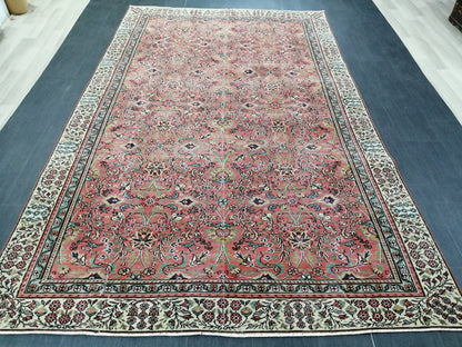Floral OUSHAK RUG 10.2 x 6.2  TURKISH Rug Oriental Vintage Wool Rug Hand Made Rugs Vintage Turkish Rug