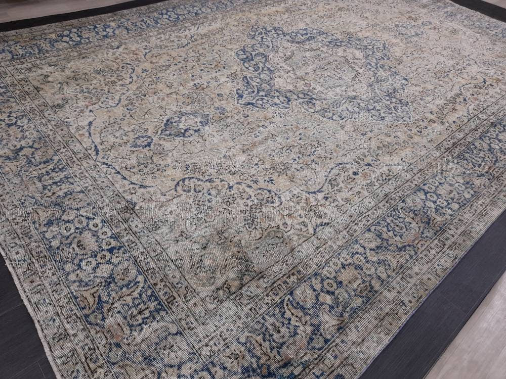 Large OUSHAK RUG TURKISH Oushak Rug Vintage 8.6 x 12.5 Rug Vintage Persian Rug Wool Oriental Rug Hand Made Rug 9x12 Vintage Turkish Rug