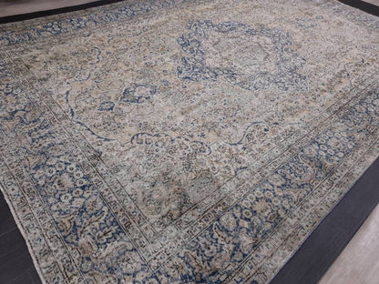 Large OUSHAK RUG TURKISH Oushak Rug Vintage 8.6 x 12.5 Rug Vintage Persian Rug Wool Oriental Rug Hand Made Rug 9x12 Vintage Turkish Rug