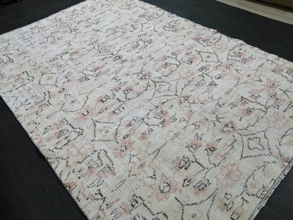 Muted Vintage RUG TURKISH Large Rug 5.5 x 8.3 Oushak Rug Vintage Oushak Rug Vintage Rug Muted Faded Rug Hand Made Rug Vintage Neutral Rug