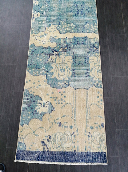 Oushak Runner Rug 10 x 2.5 Turkish Runner Rug Vintage Runner Rug Hallway Runner Rug Kitchen Runner Rug Wool Runner Rug Wool Oushak Rug