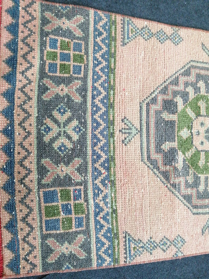 2.3 x 11.2 Oushak Runner Turkish Runner Rug Vintage Runner Rug Hallway Runner Rug Turkish Rug Runner Wool Runner Rug Green and Pink Runner
