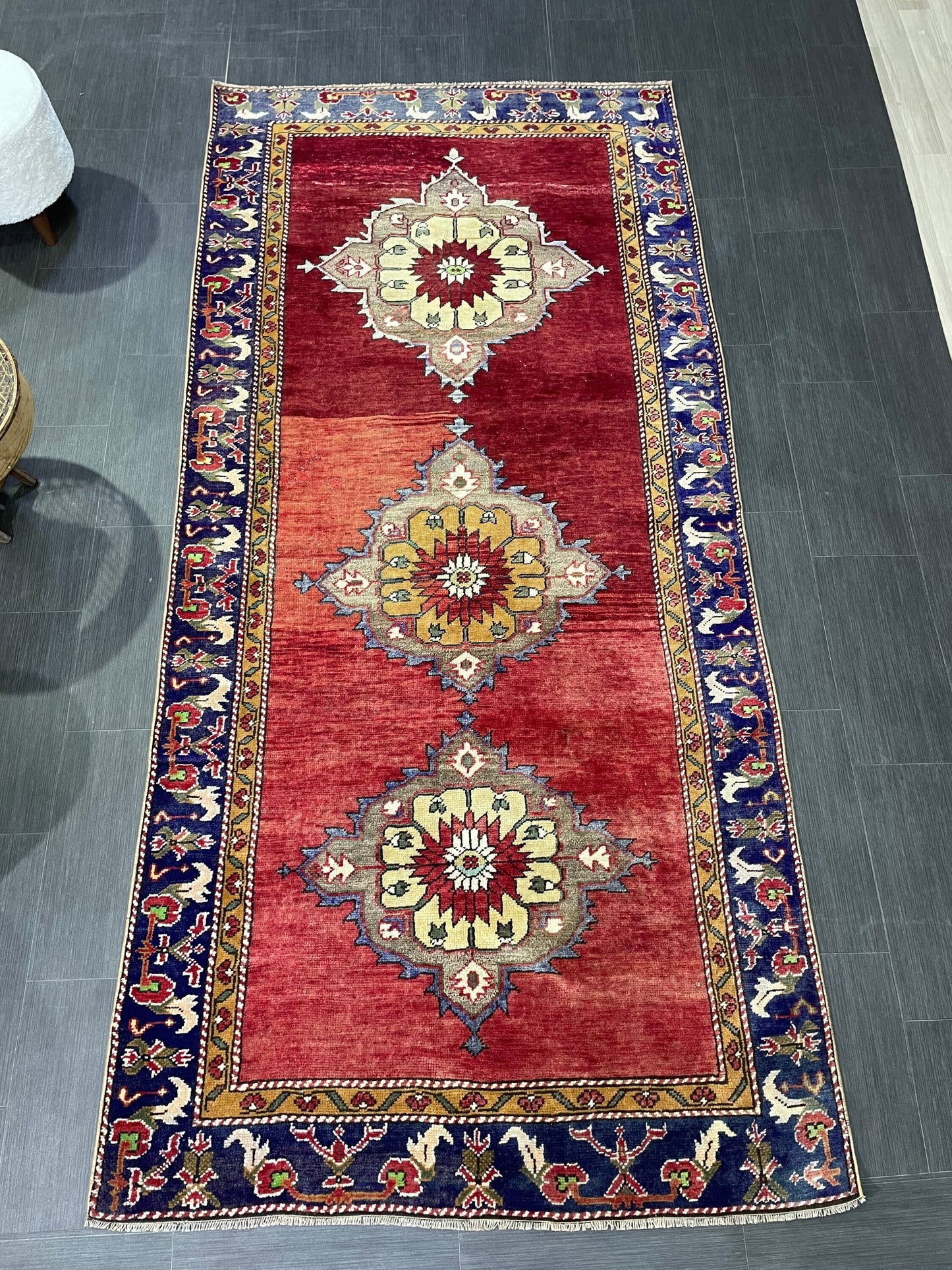 Wool Rug, TURKISH Handmade 4.5 x 9.6 Rug, Vintage Turkish Rugs, Anatolian Oushak Rug, Turkish Oushak Rug, Vintage Oushak Rug, Hand Knotted