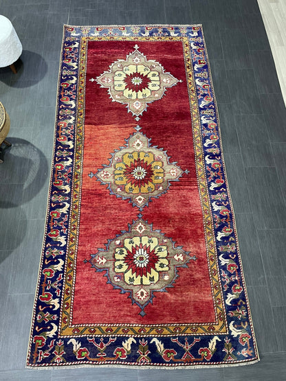 Wool Rug, TURKISH Handmade 4.5 x 9.6 Rug, Vintage Turkish Rugs, Anatolian Oushak Rug, Turkish Oushak Rug, Vintage Oushak Rug, Hand Knotted