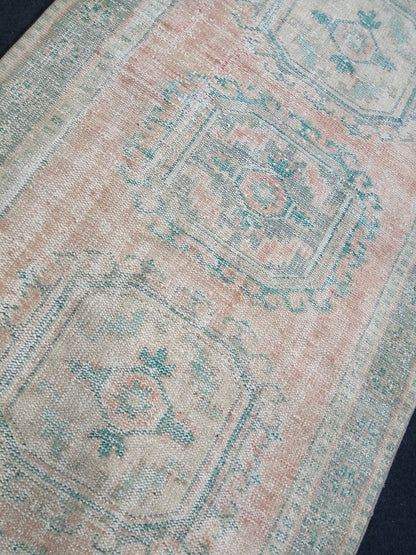 11.2 x 4.3 Muted Oushak Runner Rug Turkish Runner Rug Muted Vintage Runner Rug Hallway Runner Rug Kitchen Runner Rug Wool Runner Rug