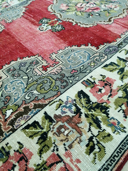 4.6 x 7.6 Floral OUSHAK RUG TURKISH Oushak Rug Vintage Oushak Runner Rug Vintage Runner Rug Wool Oushak Rug Hand Made Rugs Vintage  Rug