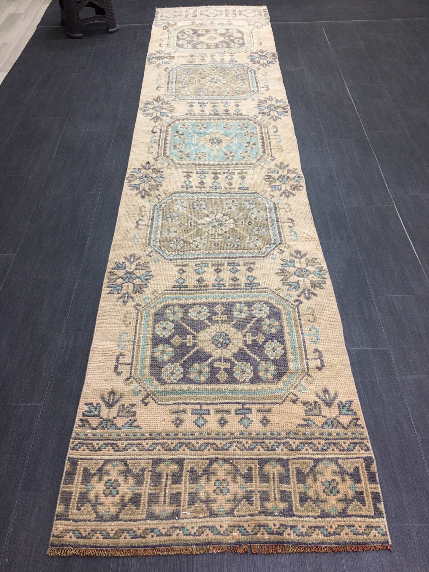 Wool Vintage Runner Rug 2.8 x 11.3 Turkish Runner Rug Oushak Runner Rug Blush Hallway Runner Rug Kitchen Runner Rug Wool Runner Rug