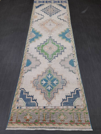 Muted Vintage Runner Rug 3 x 10.7 Muted Hallway Runner Kitchen Runner Rug Muted Staircase Runner Rug Muted Oushak Rug XĹ Turkish Runner