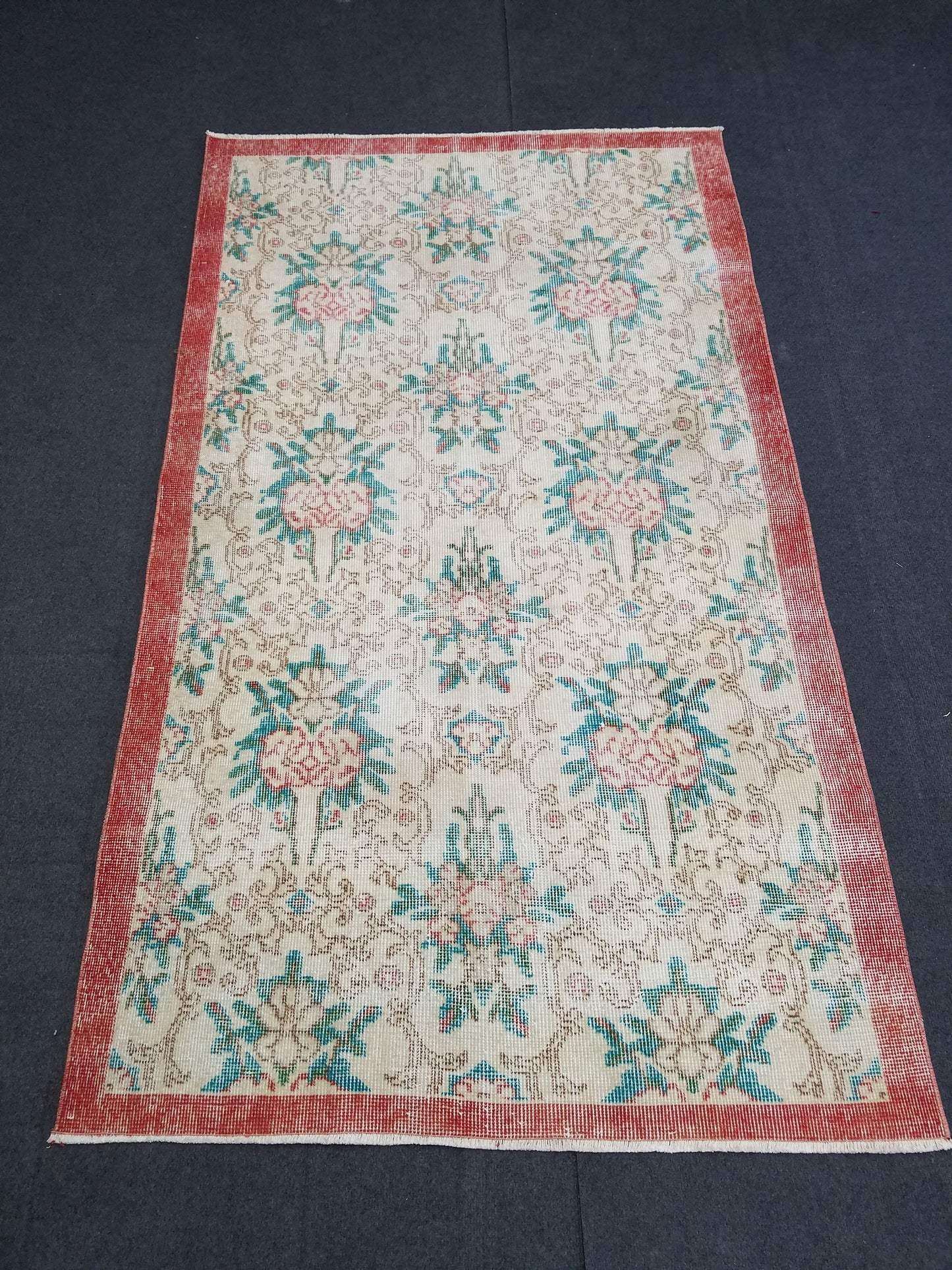3.8 x 6.4 Oushak turkish rug, vintage rug, Distressed kitchen rug - vintage anatolian handmade rug