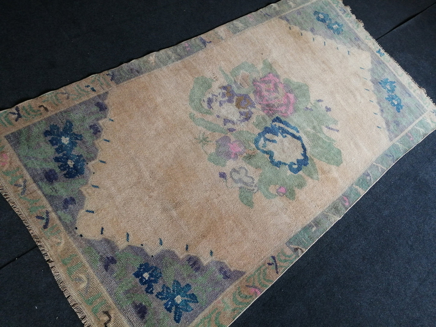 3.5 x 6.7 OUSHAK RUG TURKISH Oushak Rug Vintage Oushak Runner Rug Vintage Runner Rug Wool Oushak Rug Hand Made Rugs Vintage Turkish Rug 4x7