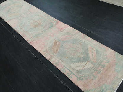 Vintage Runner Rug, 10.9 x 2.4 Turkish Runner, Oushak runner, Rustic Rug, Vintage Turkish Rug, Turkish Rug Runner, Farmhouse Rug,Vintage Rug
