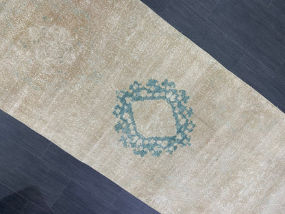 Muted Hand Knotted Runner Rug 3 x 12 Turkish Runner Rug Vintage Runner Rug Hallway Runner Rug Kitchen Runner Rug Handmade Runner Rug