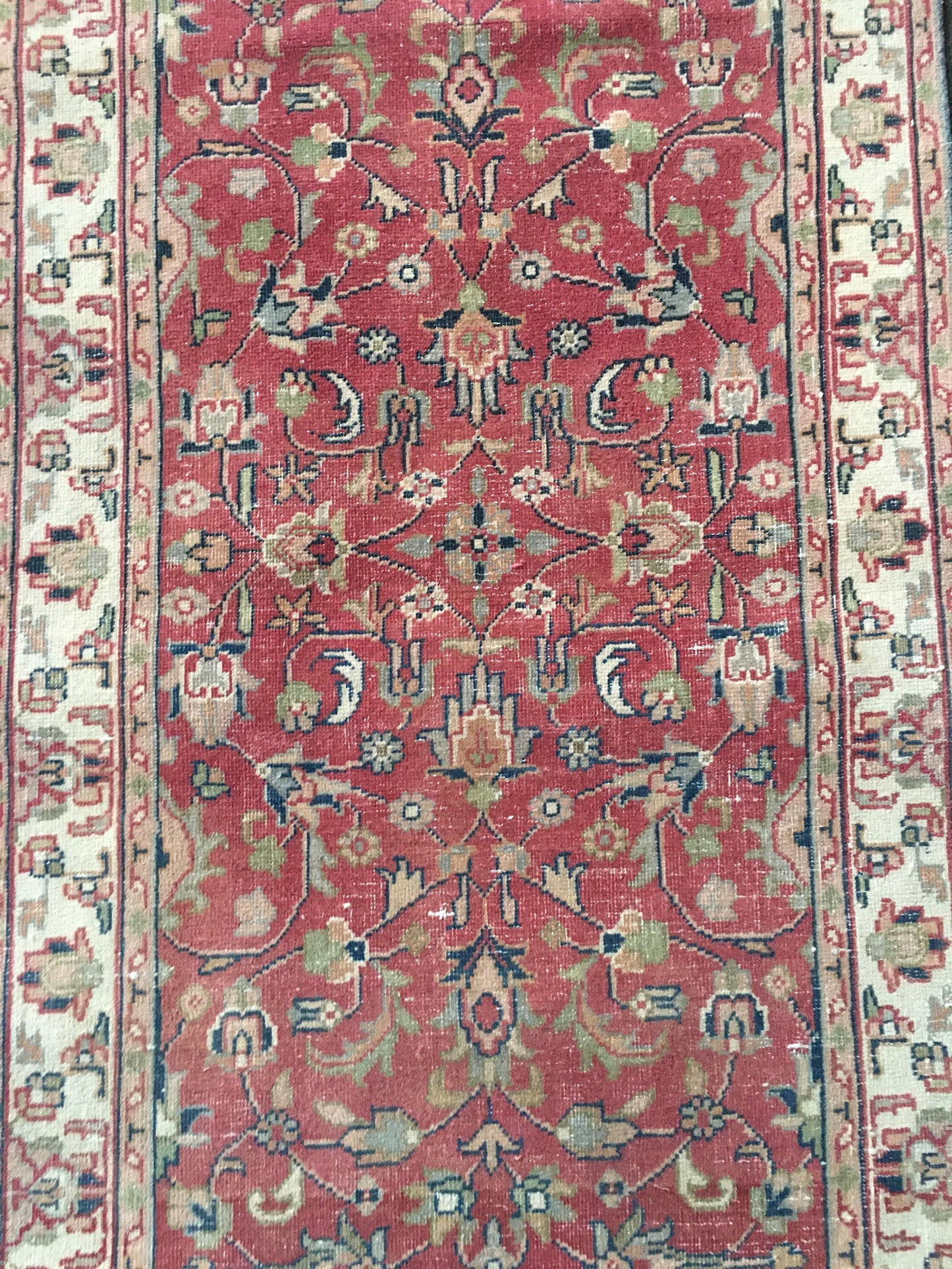 2.6x6.7 feet handmade floral living room area runner, vintage red retro kitchen runner, persian design long runner rug, old wool blue runner