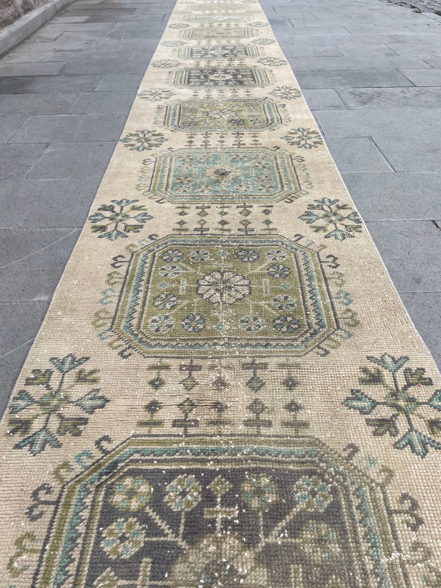 Muted Extra Long Turkish Runner Vintage 2.5 x 20.2 Stairs Runner Rug Vintage Runner XL Oriental Runner Staircase Handmade Runner Rug