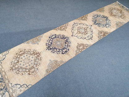 12,9x2'8 long runner rug, vintage runner,hallway rug