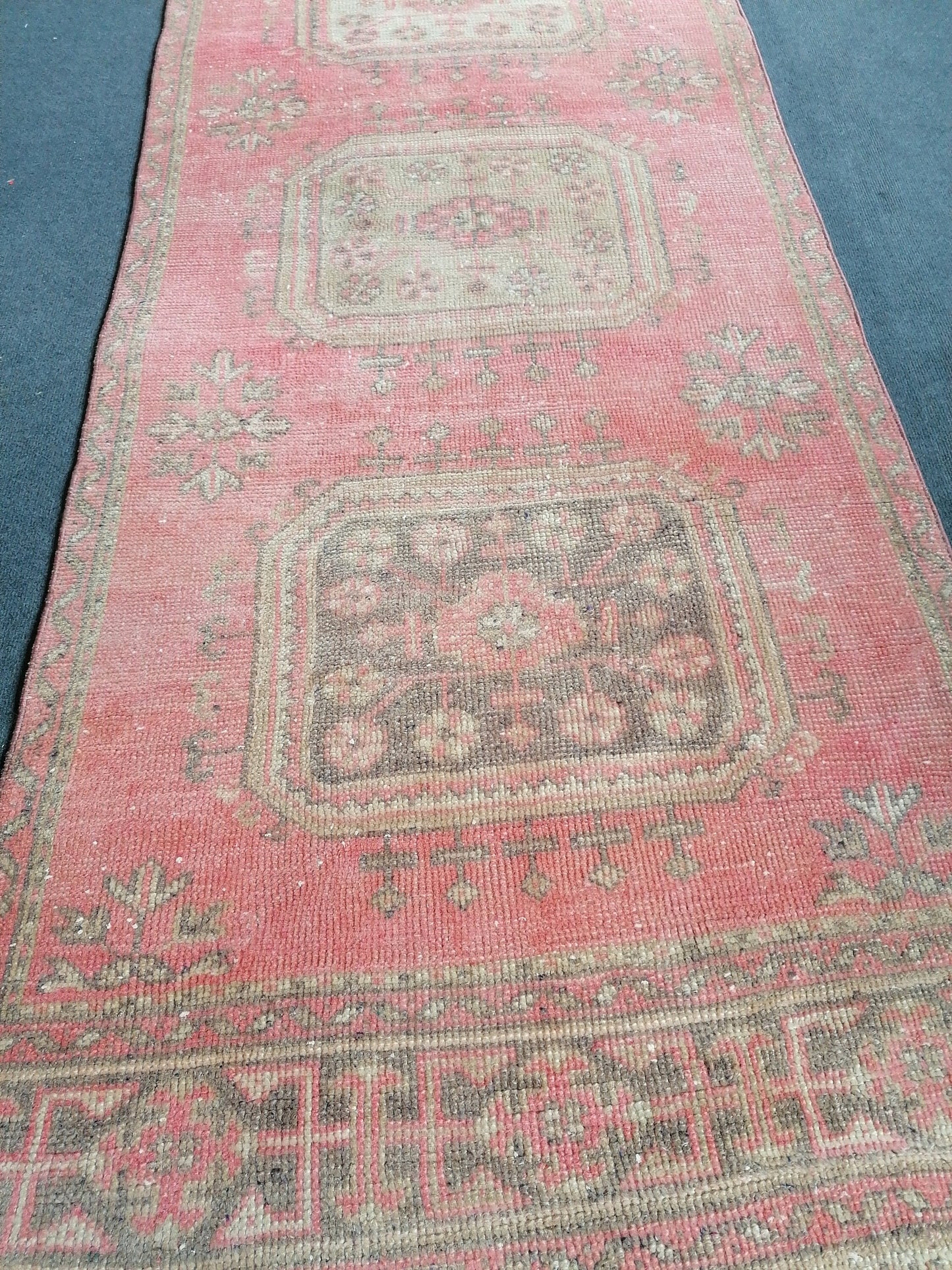 11'10x3'2 oushak runner rug,turkish runner rug, vintage runner rug vintage oushak runner rug, unique hand made rug kitchen runner rug