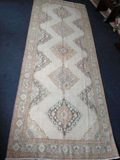 5 x 12.6 OUSHAK RUG TURKISH Muted Runner Rug Vintage Oushak Runner Rug Vintage Runner Rug Wool Oushak Rug Hand Made Rugs Vintage Turkish Rug