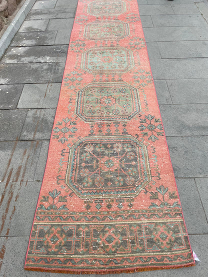 Vintage Hand Knotted 2.5 x 19 Extra Long Turkish Runner Very Long Stairs Runner Rug Vintage Runner Rug XL Oriental Runner Staircase Runner