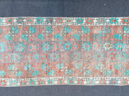 12x2'6 oushak turkish rug, vintage turkish rug,oushak vintage rug,vintage rug,kitchen rug, vintage anatolian rug,unique hand made patchwork