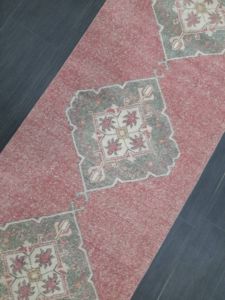 Oriental Runner Rug Turkish Runner Rug Vintage Runner Rug 2.6 x 10.7  Hallway Runner Rug Kitchen Runner Rug Wool Distressed Runner Rug