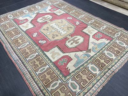 Wool Oushak Rug Vintage Rug Muted Vintage 6x8 ft Rug Wool Oriental Rug Handmade Rug Vintage Turkish Rug Muted Persian Wool Rug