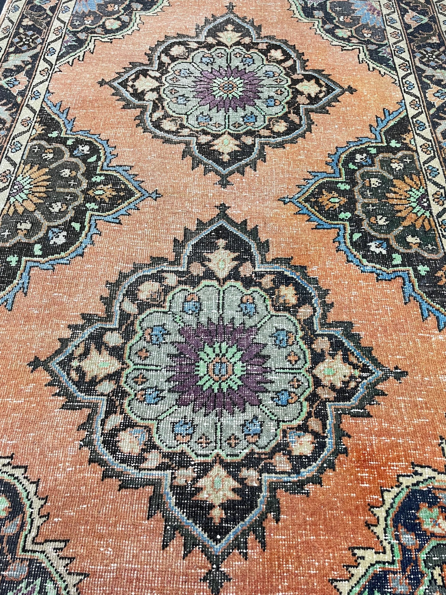 Vintage Turkish Rug 4.2 x 6.5 Handmade Wool Rug Muted Vintage Oushak Rug Wool Oriental Rug Hand Made Rug Vintage Rug Muted Persian Wool Rug