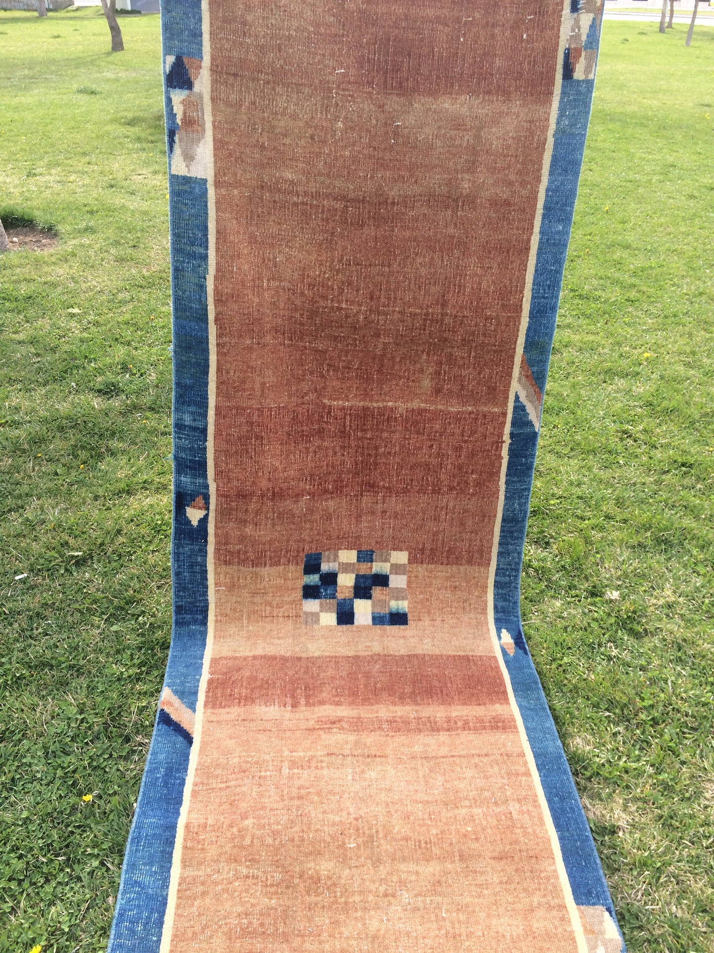 Oushak Runner Vintage RUNNER RUG Turkish Runner Rug, Bohemian Rug, Oushak Runner Rug, Earth Tone Runner Rug Wool Runner Hand Made Runner