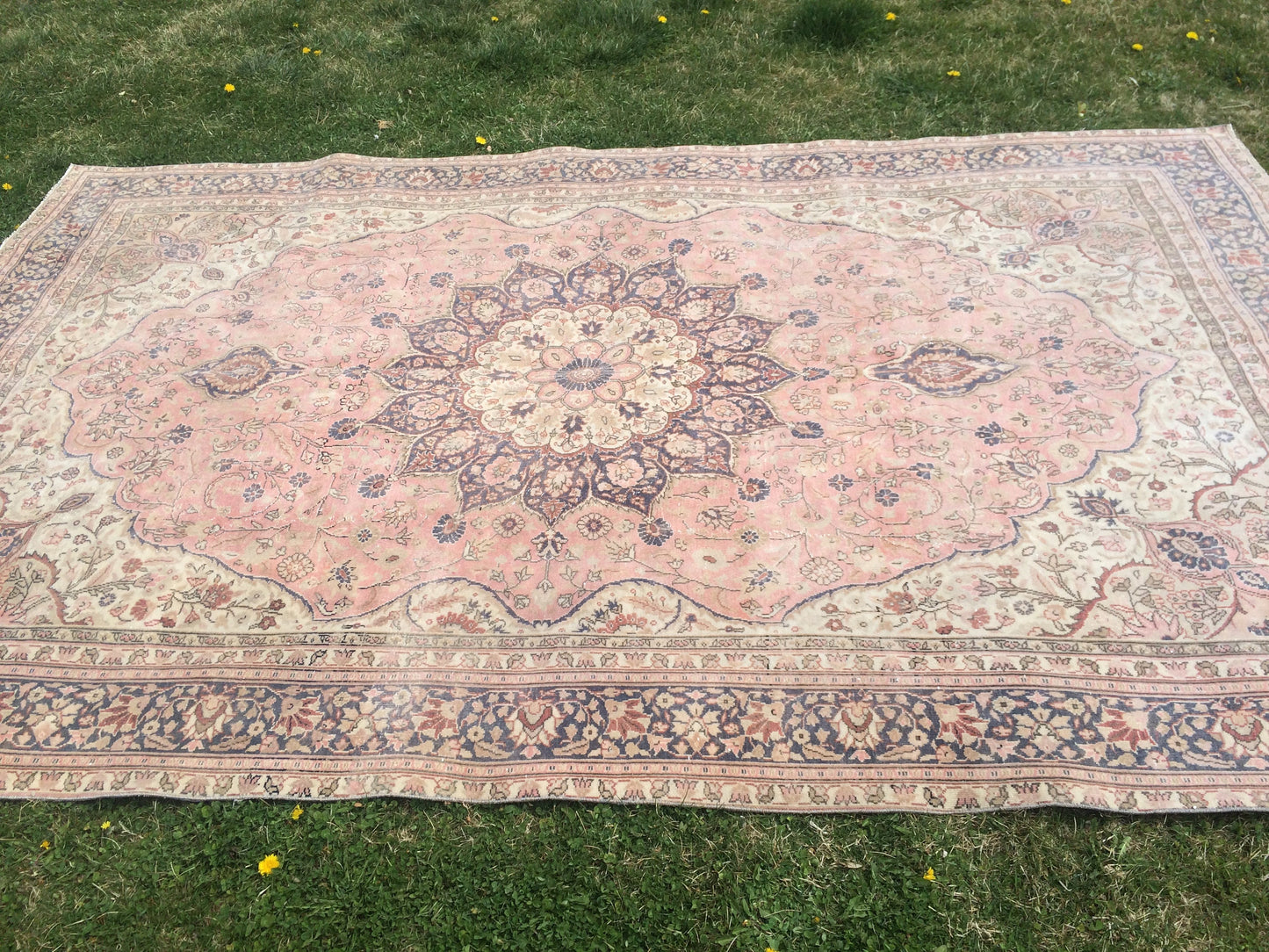 6.5 x 10 Persian RUG, Oriental Rug Large Area Rug, VINTAGE Rug, Turkish  Rug,Hand Knotted Rug Antique Rug Muted  Rug, 7x10 Light Pink Rug