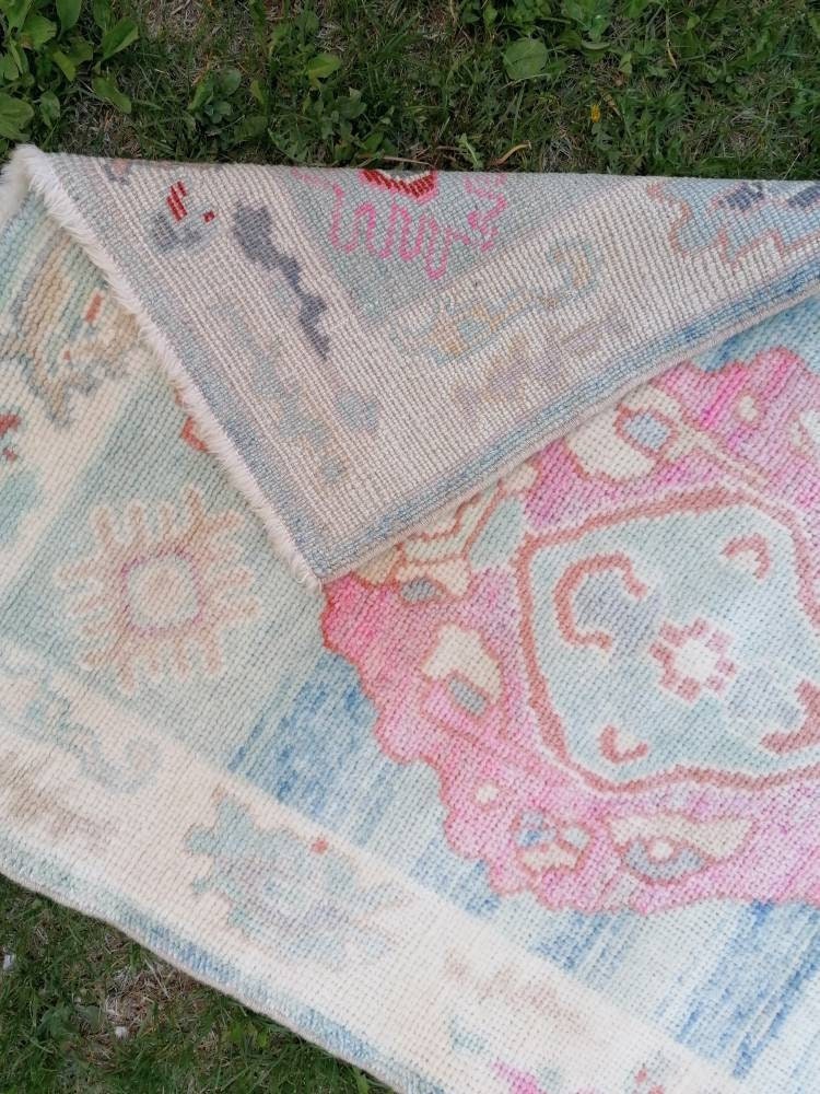 Oushak turkish wool rug 2'11x4'5 new production oushak handmade rug, living room rug, bohemian rug
