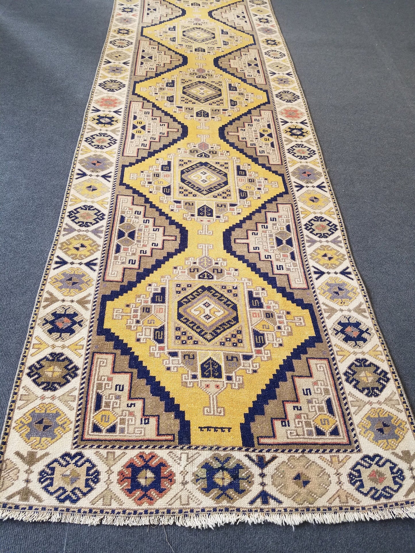 3x12 vintage handmade wool runner, oushak runner, hallway runner rug, kitchen runner