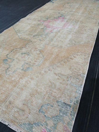 2.8 x 6.5 Distressed Runner  Rugs, Hand Made runner Rug, Oushak Rug, Rustic Rug, Rug Runner, Turkish Rug, Vintage Rug, Wool rug