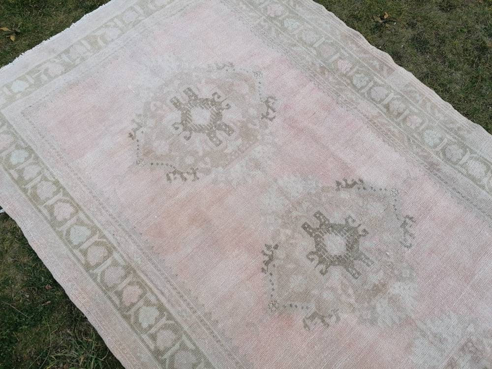 Muted vintage runner, oushak runner wool runner 5'2x12 handmade hallway runner, kitchen vintage anatolian rug