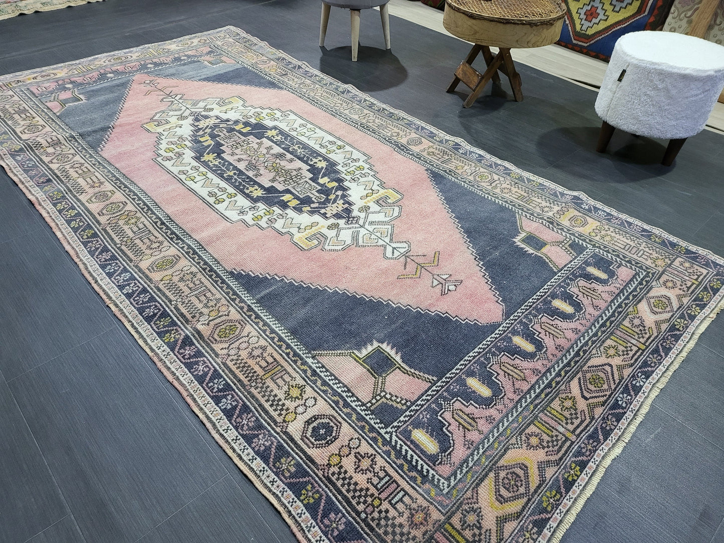 OUSHAK RUG, TURKISH Antique Rug, 4.5 x 8.9 Vintage  Rug, Antique Rug Wool Handknotted Rug,  Hand Made Rugs Vintage Turkish Rug