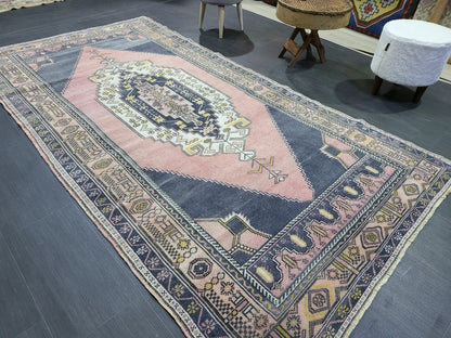 OUSHAK RUG, TURKISH Antique Rug, 4.5 x 8.9 Vintage  Rug, Antique Rug Wool Handknotted Rug,  Hand Made Rugs Vintage Turkish Rug