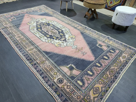 OUSHAK RUG, TURKISH Antique Rug, 4.5 x 8.9 Vintage  Rug, Antique Rug Wool Handknotted Rug,  Hand Made Rugs Vintage Turkish Rug