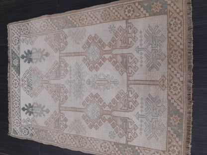 Muted Vintage Rug 2.4 x 3.3 Rug Bathroom Rug Power Room Rug Vanity Handmade Rug Turkish Rug Hand  Knotted Rug Oriental Small Area Rug