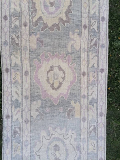 Oushak wool runner 3x12 turkish oushak new produced handmade rug, hallway runner rug
