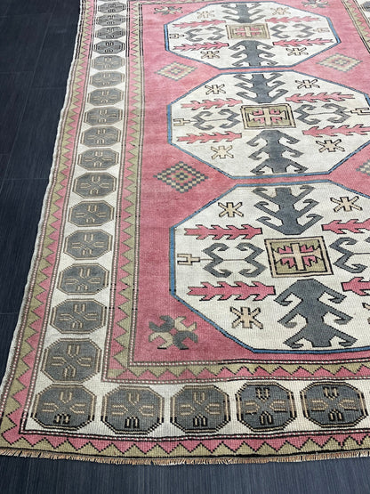 Turkish Rug 5.4 x 7.4 Oushak Rugs, Wool Oriental Rug,Persian Runner Rug Hand Knotted Rug, Vintage Rug, Hand Made Rug  Oriental Rug