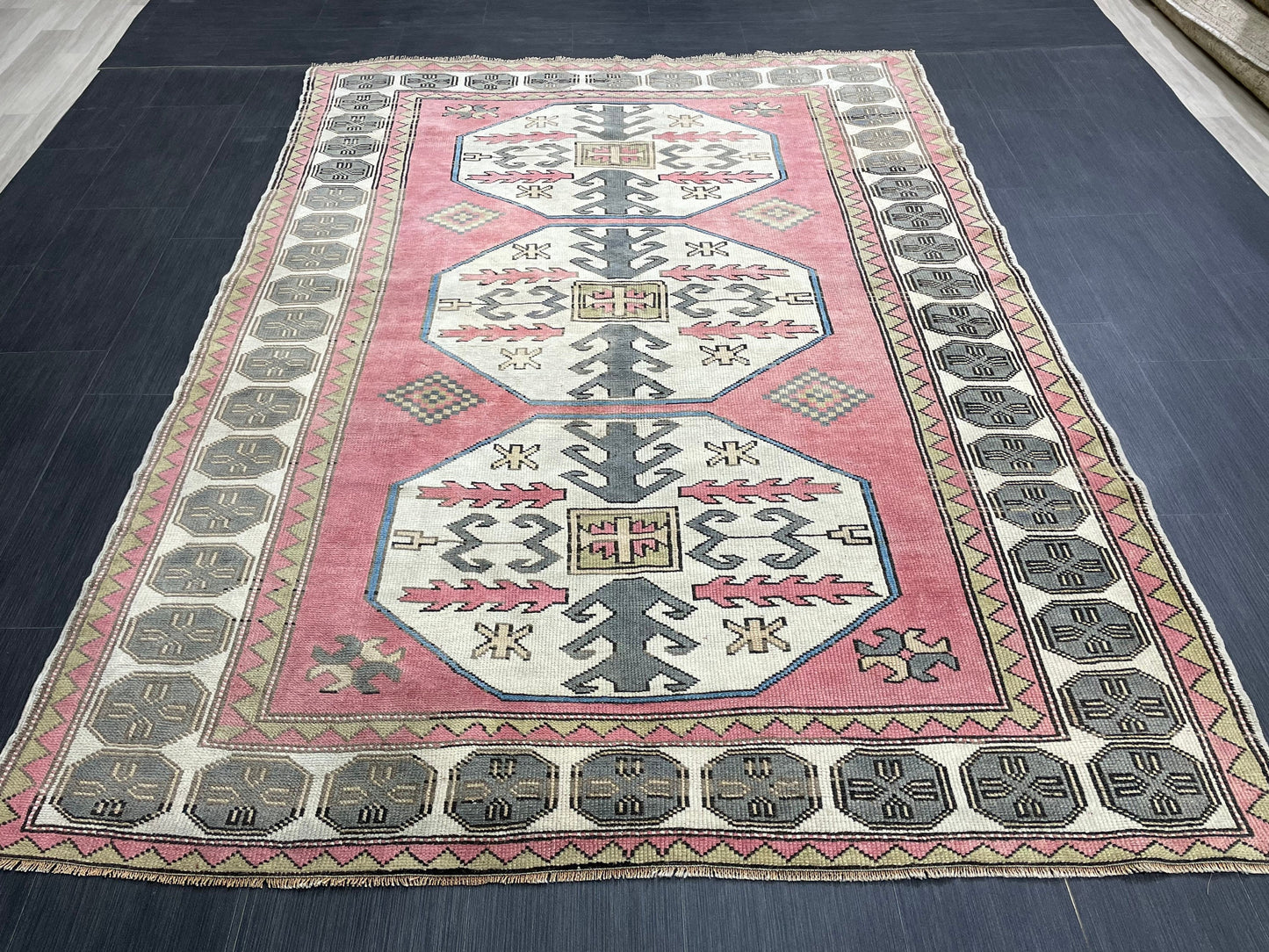 Turkish Rug 5.4 x 7.4 Oushak Rugs, Wool Oriental Rug,Persian Runner Rug Hand Knotted Rug, Vintage Rug, Hand Made Rug  Oriental Rug