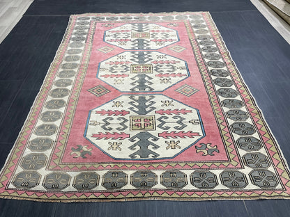 Turkish Rug 5.4 x 7.4 Oushak Rugs, Wool Oriental Rug,Persian Runner Rug Hand Knotted Rug, Vintage Rug, Hand Made Rug  Oriental Rug