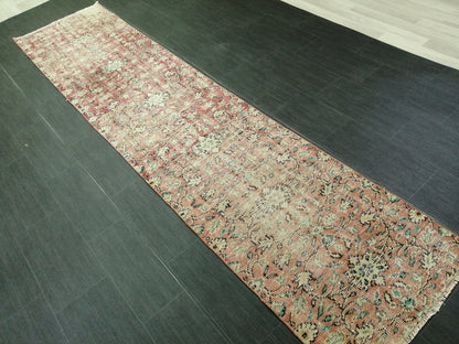 10.6 X 2.5 Distressed Runner Rug Turkish Runner Rug Vintage Runner Rug Hallway Runner Rug Kitchen Runner Rug Oriental Runner Rug Oushak Rug