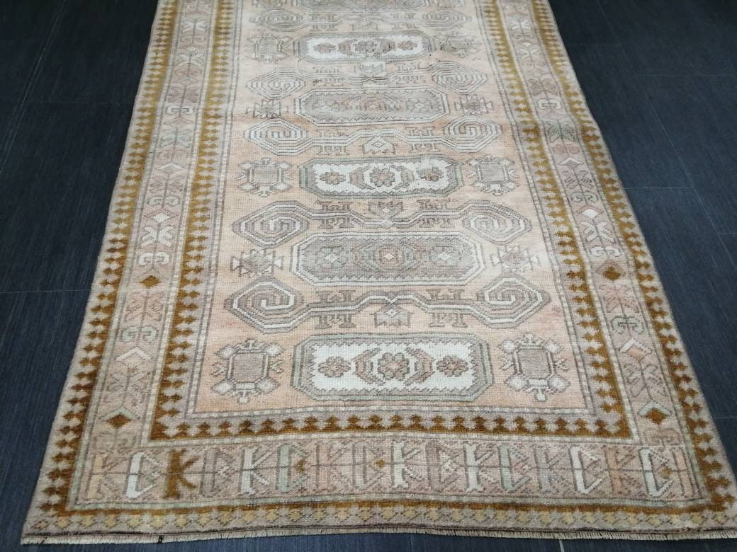 WOOL RUGS, 3.3 x 5.9 Vintage Turkish Oushak  Rug, Hand woven Rug, Persian Living Room Rug, Oriental Rug, Farmhouse Rug,Knotted Rug